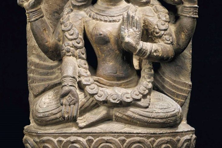 A STONE STELE DEPICTING A FEMALE BODHISATTVA