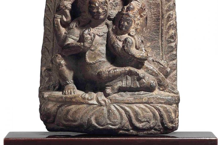 A STONE STELE OF BHAIRAVA AND HIS CONSORT
