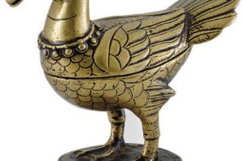 A bronze box and cover in the form of a duck