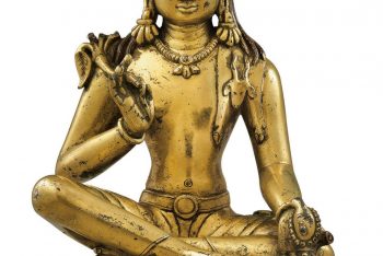A gilt bronze figure of Maitreya