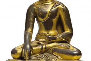A gilt bronze figure of Shakyamuni Buddha