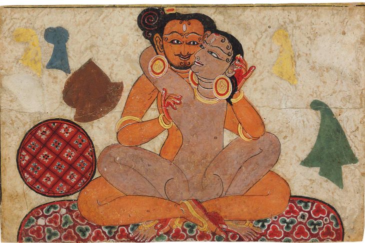 A painting of an amorous couple