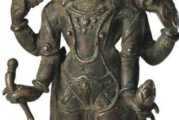 A bronze figure of Vishnu