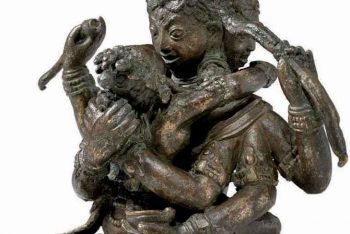 A bronze figure of Yogambara and Jnana Dakini