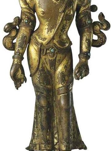 A gilt bronze figure of Avalokiteshvara
