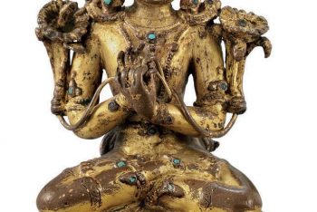A small gilt bronze figure of a Bodhisattva