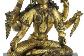 An important gilt copper figure of Vasudhara