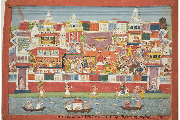 Krishna’s Marriage to Kalinda, page from a manuscript of the Bhagavata Purana