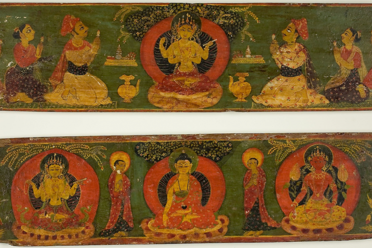 One of a Pair of Manuscript Covers from the Perfection of Wisdom Sutra (Ashtasahasrika Prajnaparamita Sutra)