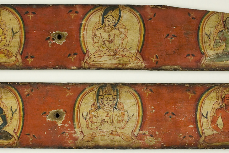 One of a Pair of Manuscript Covers of the Five Transcendent Buddhas
