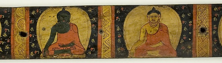 Manuscript Cover with Six Seated Buddhas with Various Hand Gestures (Mudras)