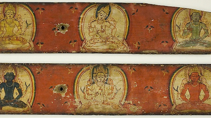 One of a Pair of Manuscript Covers of the Five Transcendant Buddhas