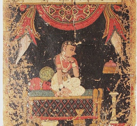 Forlorn Heroine (Proshitapriyatama), Nayika Painting Appended to a Ragamala (Garland of Melodies)