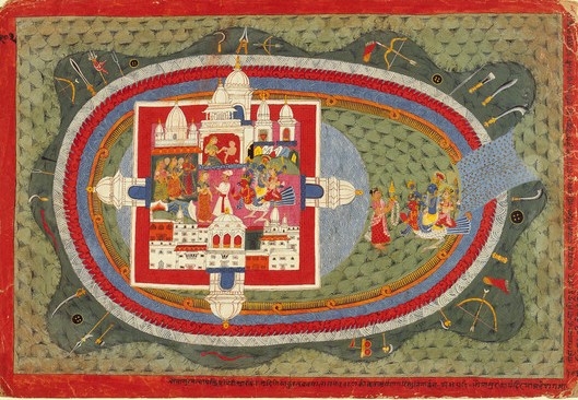 Scenes from the Story of Narakasura, Folio from a Bhagavata Purana (Ancient Stories of the Lord)
