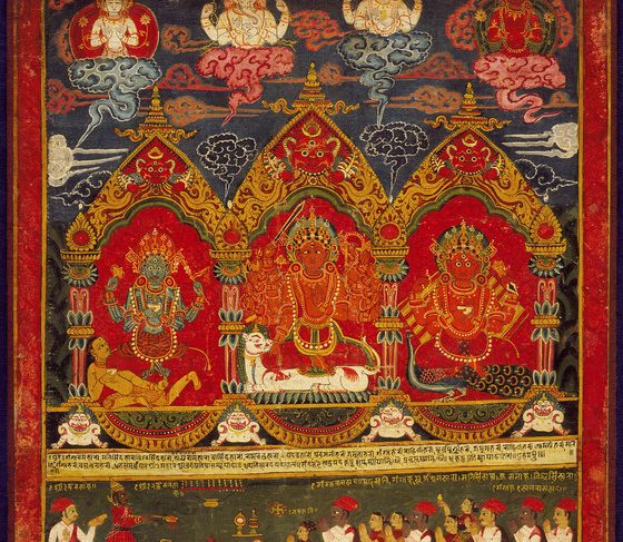 Three Mother Goddesses (Matrikas): Mahalakshmi Flanked by Chamunda (left) and Kaumari (right)