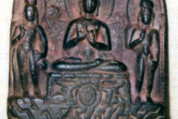Buddha Preaching the First Sermon Attended by Maitreya and Padmapani