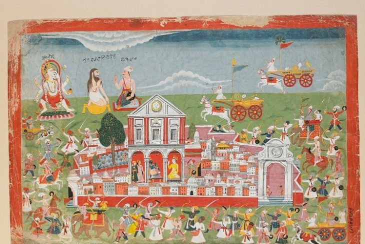 Jarasandha’s Army Beseiges Mathura, from a Bhagavata Purana