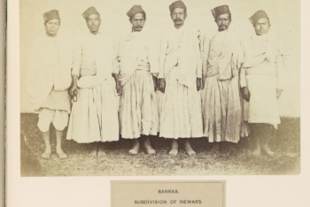 Portret van zes Newar mannen uit Nepal, Benjamin Simpson (possibly)