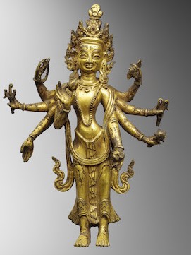 A GILT COPPER ALLOY FIGURE OF AMOGHAPASA