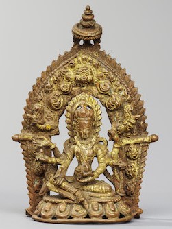 A GILT COPPER ALLOY SHRINE TO VASUDHARA