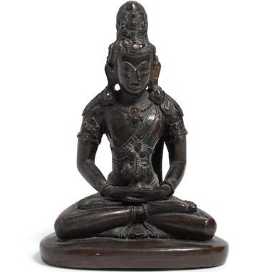 A BRONZE SEATED FIGURE OF AMITAYUS