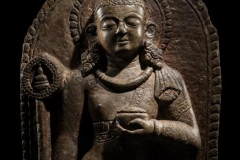A LIMESTONE STELE OF SARIPUTRA